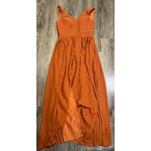 Sz 6-8 VNaix Wedding Dress Orange Bridesmaid Formal Gown Lace Up Back Maxi 90x72